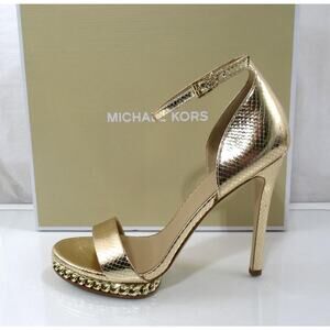 Michael Kors Jordyn Chain Platform High Heels sandals Pale Gold Size 7.5